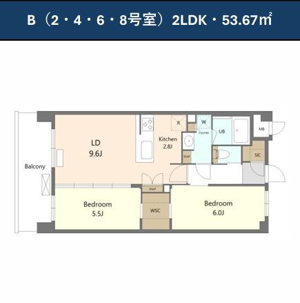 SR豊 間取図B(2.4.6.8号室)